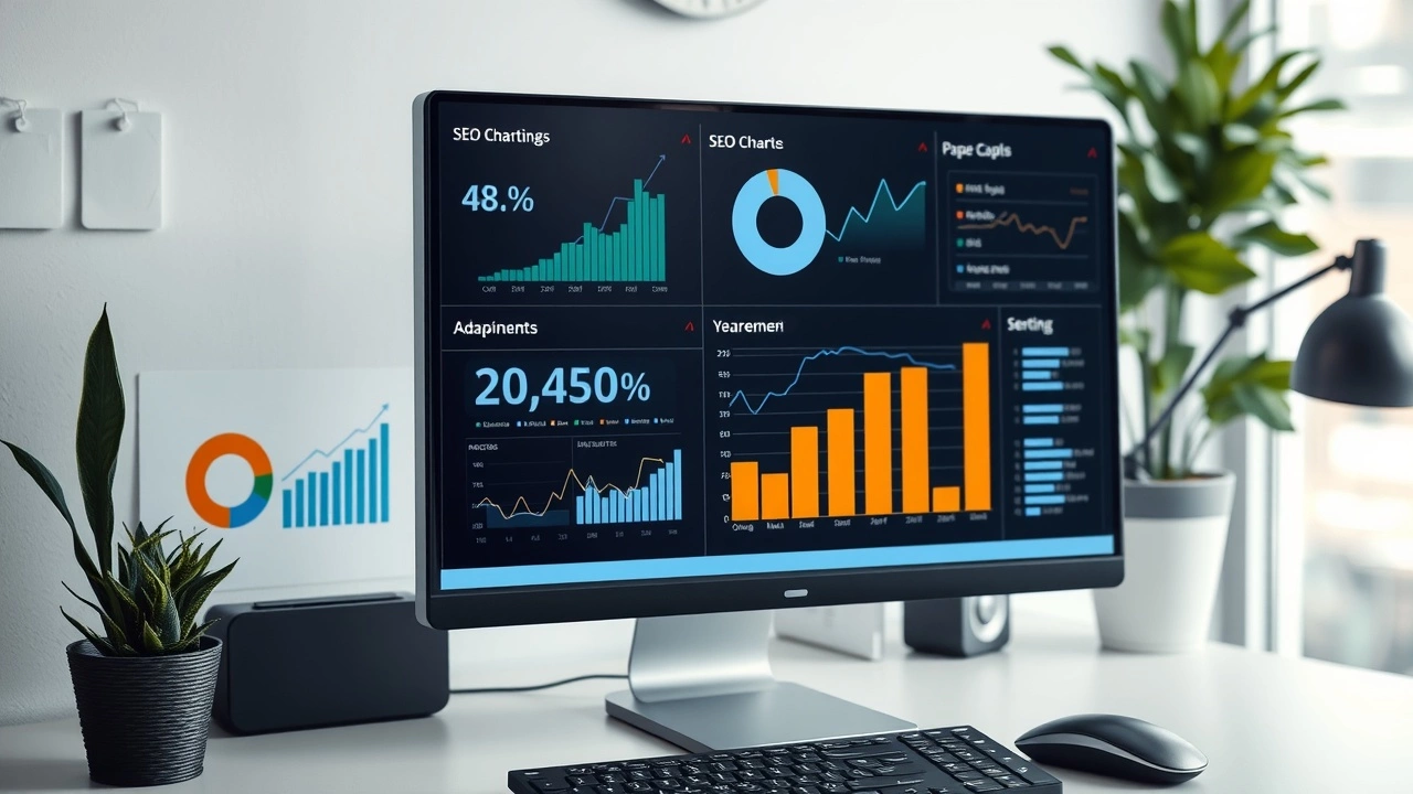 ordinateur avec graphiques SEO éthiques sur écran
