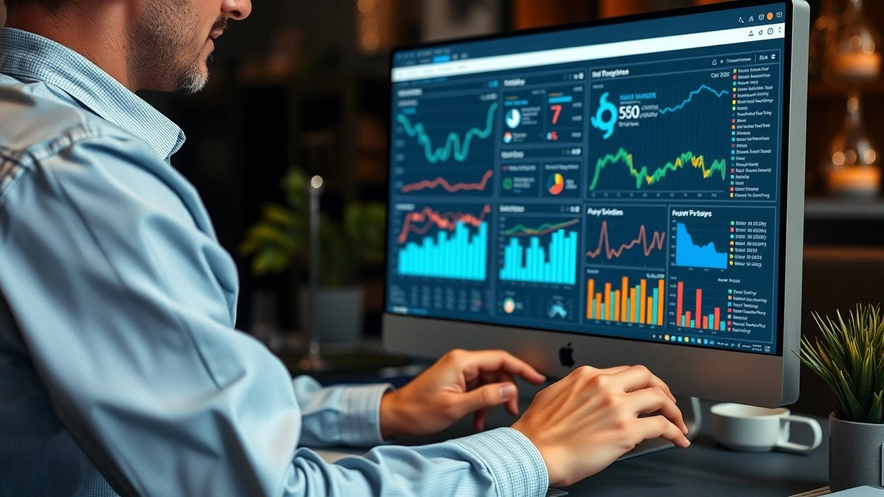 person utilisant un ordinateur pour analyser des données SEO