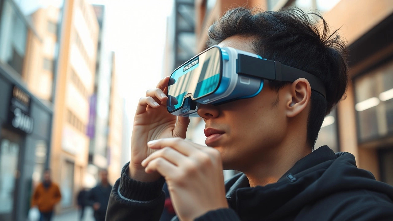 person utilisant des lunettes de realite augmente