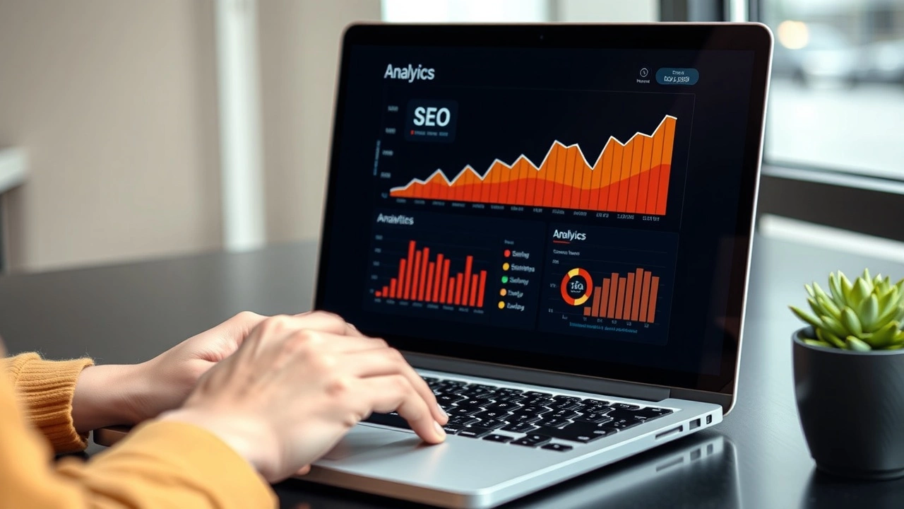 person utilisant un ordinateur portable pour le SEO