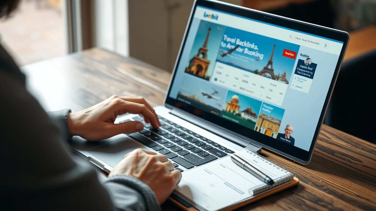 person analysant des backlinks sur un site de réservation