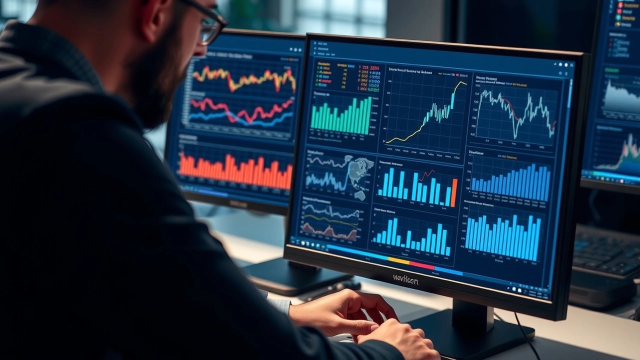 person analysant des données sur un écran d'ordinateur
