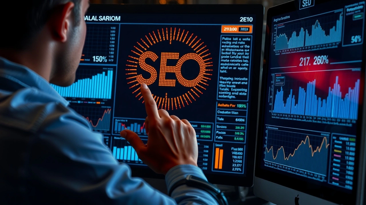 une personne analysant des données SEO sur un ordinateur