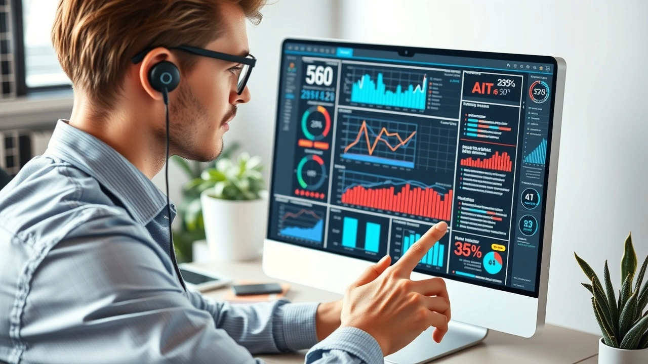 person analysant des données SEO avec des outils IA