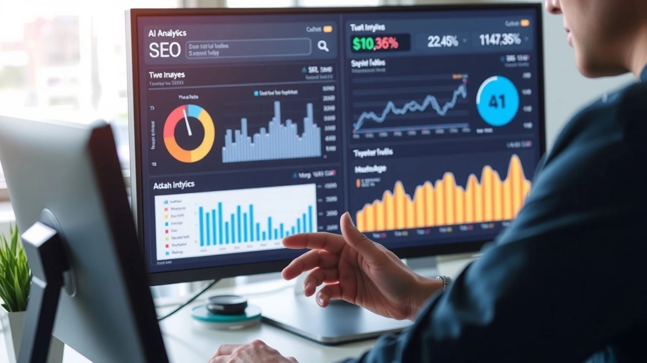 person analysant des données SEO sur un ordinateur
