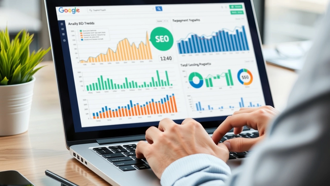 person analysant les tendances SEO sur un ordinateur portable