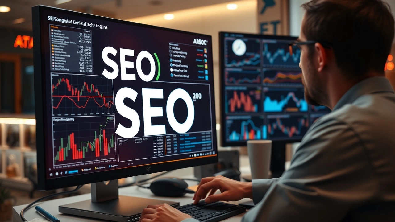person analysant des données SEO avec des algorithmes IA