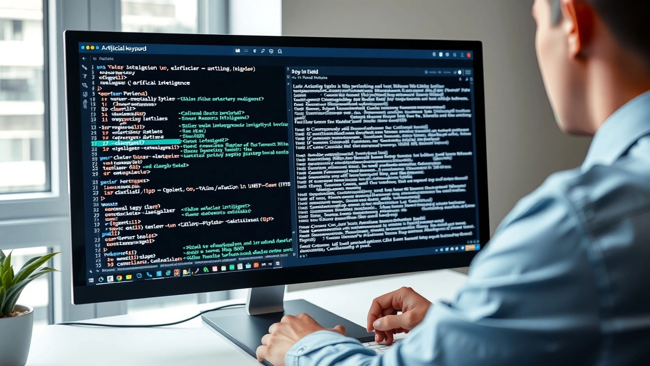 person utilisant un logiciel d'IA pour le SEO