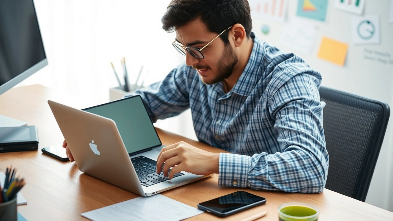 une personne utilisant un ordinateur pour le SEO avec IA