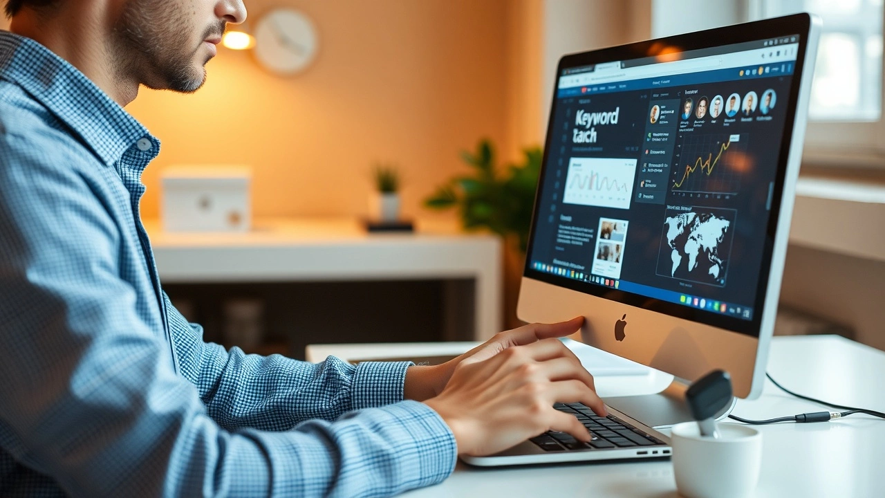 une personne faisant des recherches de mots cles