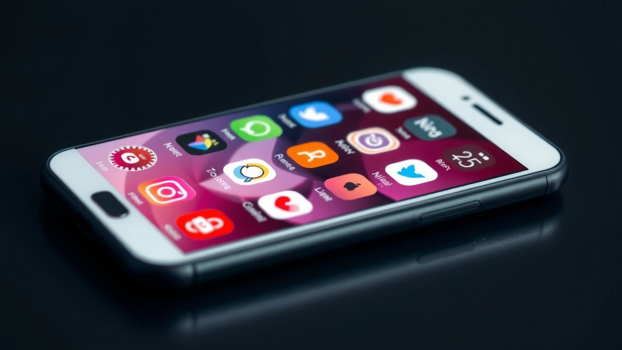 smartphone avec applications de réseaux sociaux sur l'écran