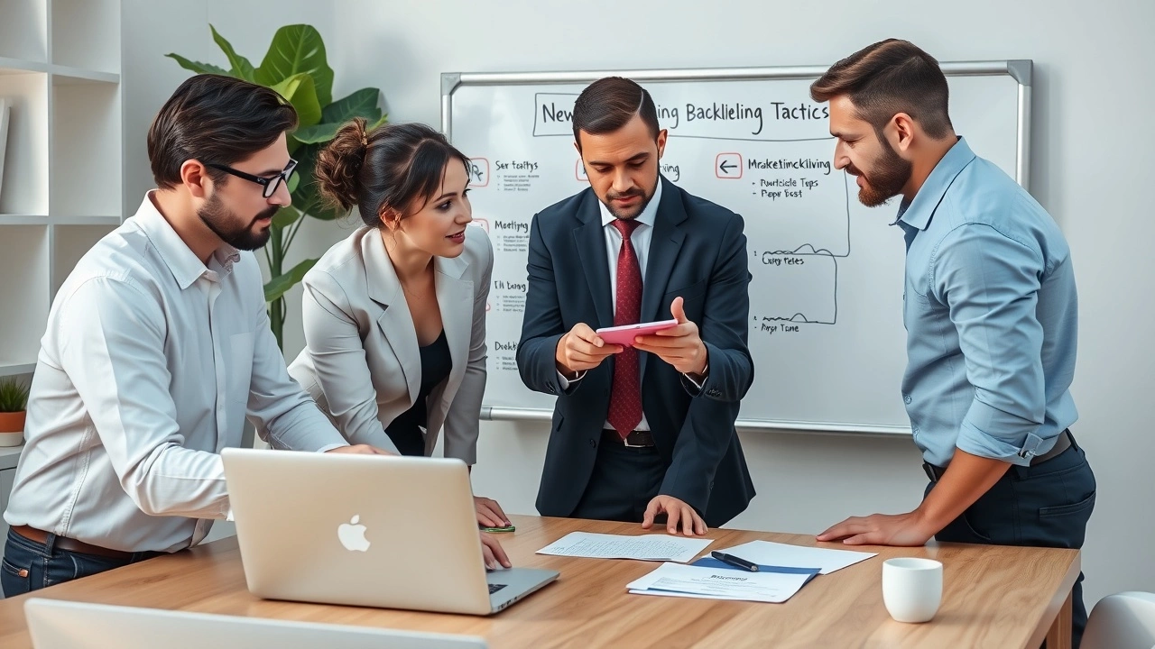 professionnels discutant de stratégie de backlinking