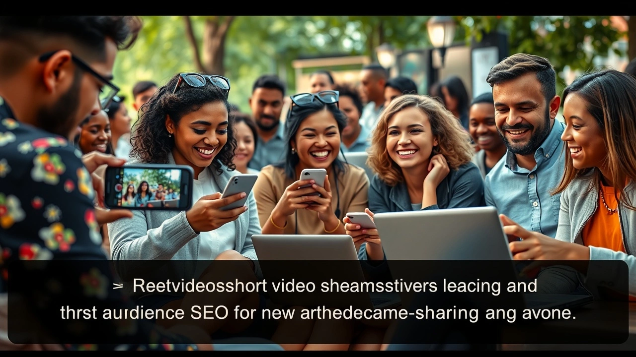 Une scène dynamique montrant des personnes utilisant des plateformes de partage de vidéos courtes, illustrant l'engagement d'un nouveau public.