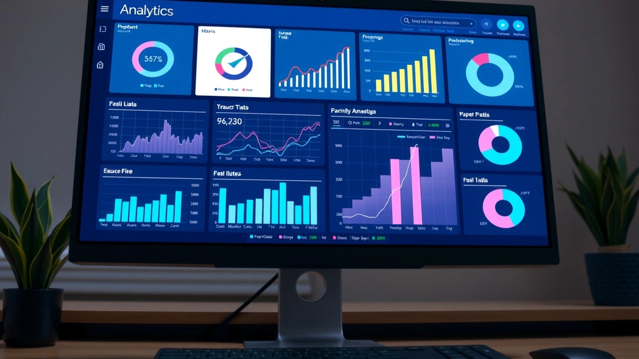 tableau de bord analytique avec graphiques et mesures