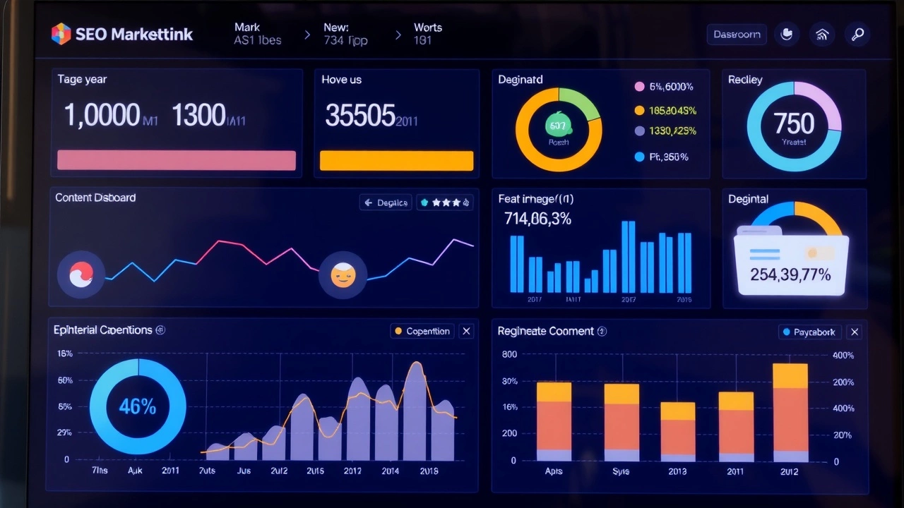 tableau de bord de marketing digital avec des métriques SEO