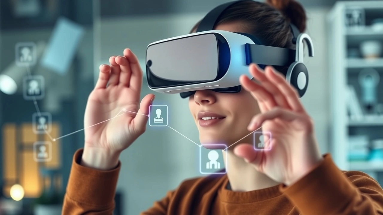 une personne utilisant un casque de réalité mixte