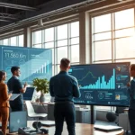 Une équipe professionnelle travaillant avec des outils d'IA pour améliorer le SEO traditionnel.