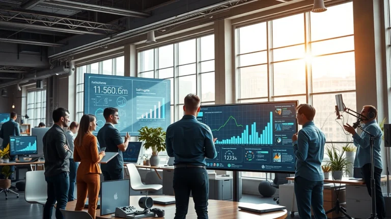 Une équipe professionnelle travaillant avec des outils d'IA pour améliorer le SEO traditionnel.