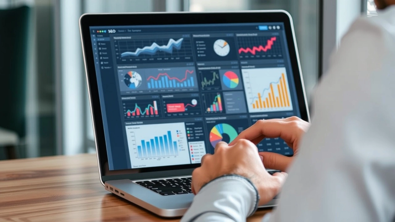 person analysant des donnees SEO sur un ordinateur