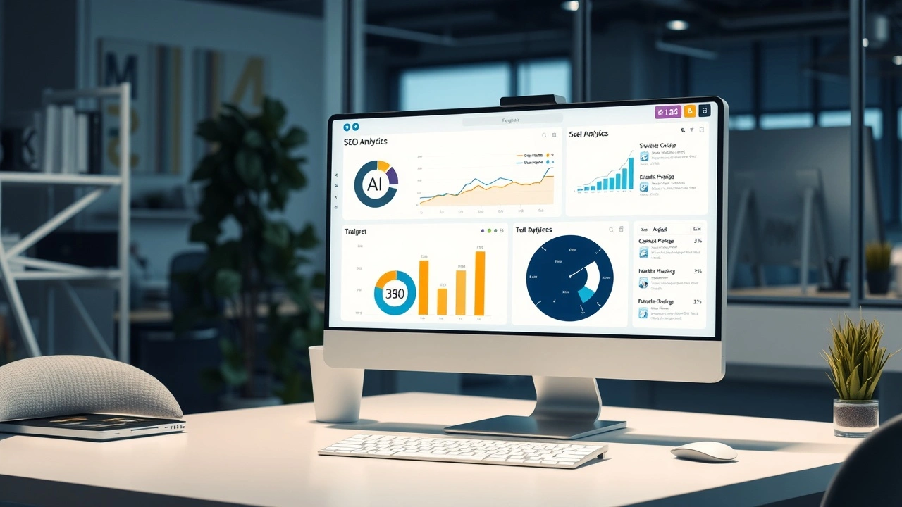 bureau moderne avec ordinateur et outils dIA