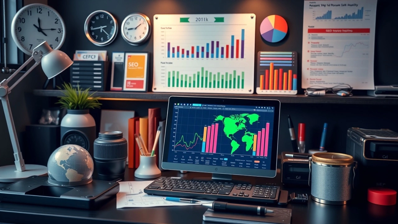 collection d outils d analyse SEO sur un bureau