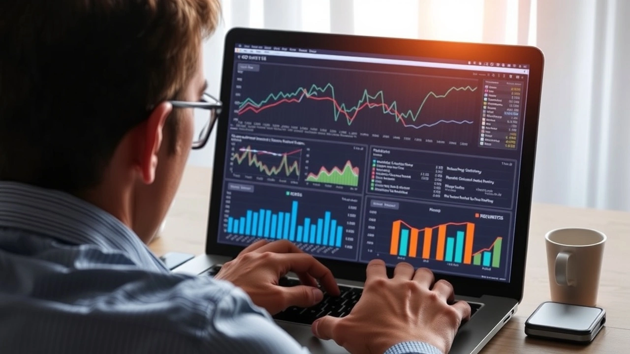 person analysant des graphiques SEO sur un ordinateur portable