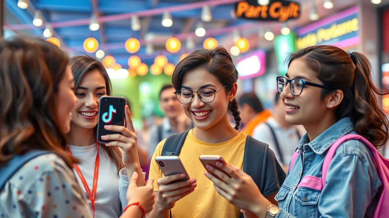 jeunes utilisant TikTok sur leurs smartphones