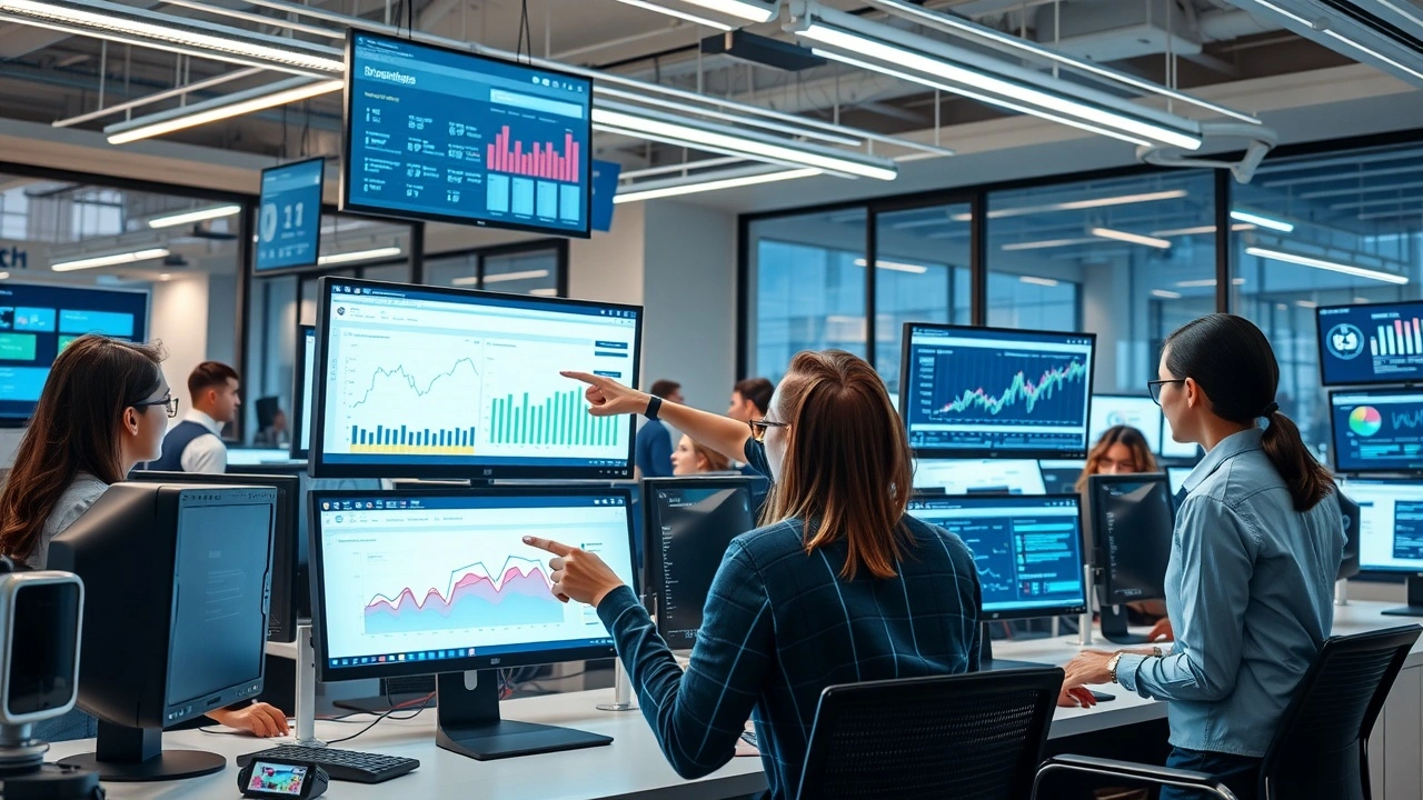 Technologies IA modernes analyse des tendances SEO dans un bureau