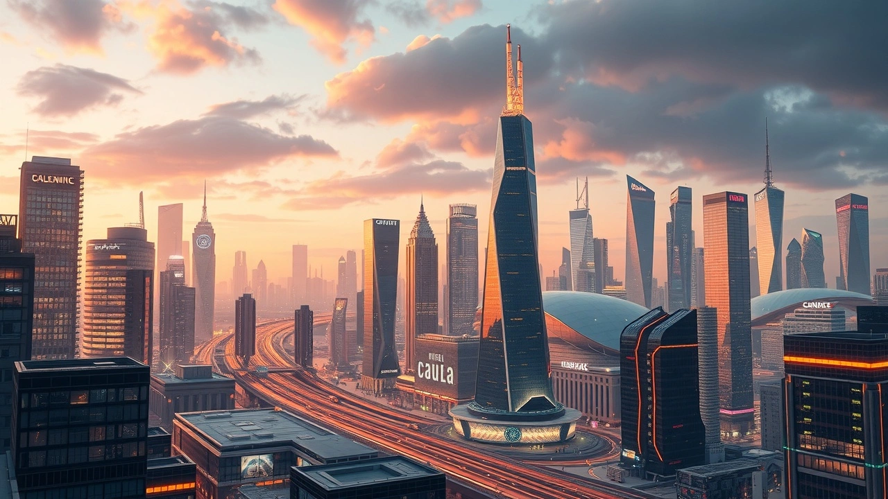 vue d'une ville futuriste avec technologies d'IA